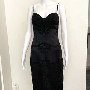 Nicole Miller, Black Satin Corset Strap Dress, Size 6